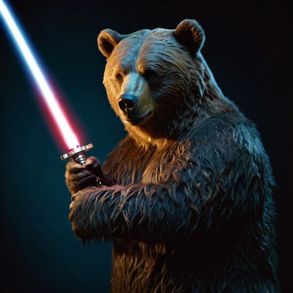 A bear with a lightsaber