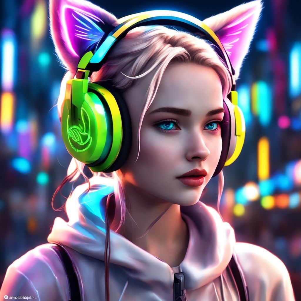 Neon Kitty Girl (White Edition)