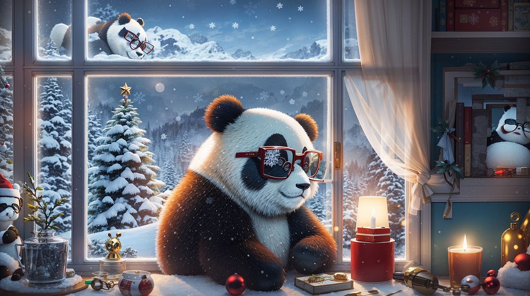 panda with glasses