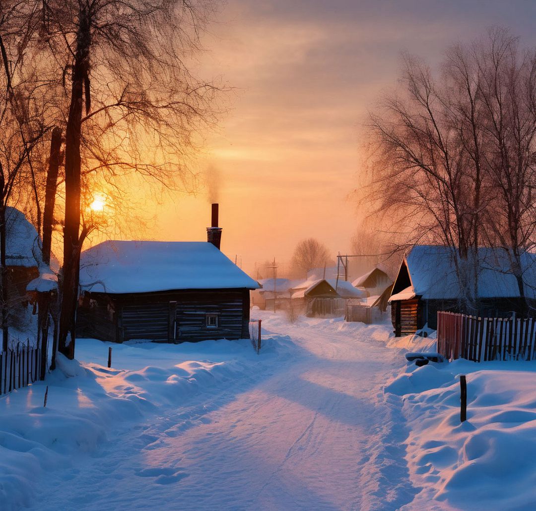 Winter morning in the village