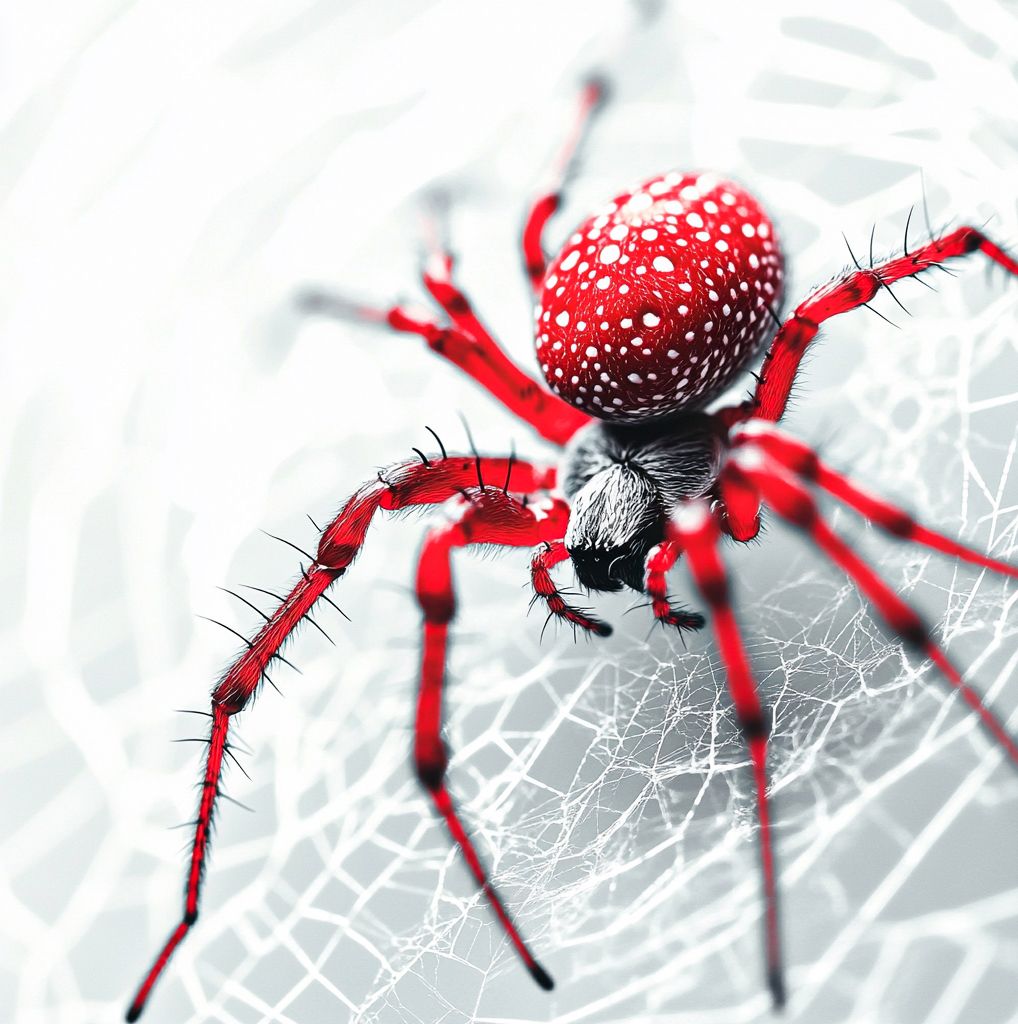 Bright red spider sitting on a web