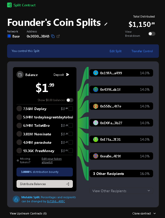 Founder's Coin Splitter