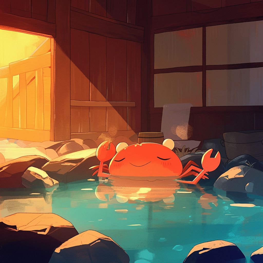 Crab that enjoys hot springs 温泉を楽しむガニ