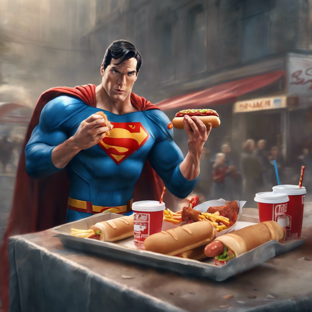 superman~eat hotdog!!!!