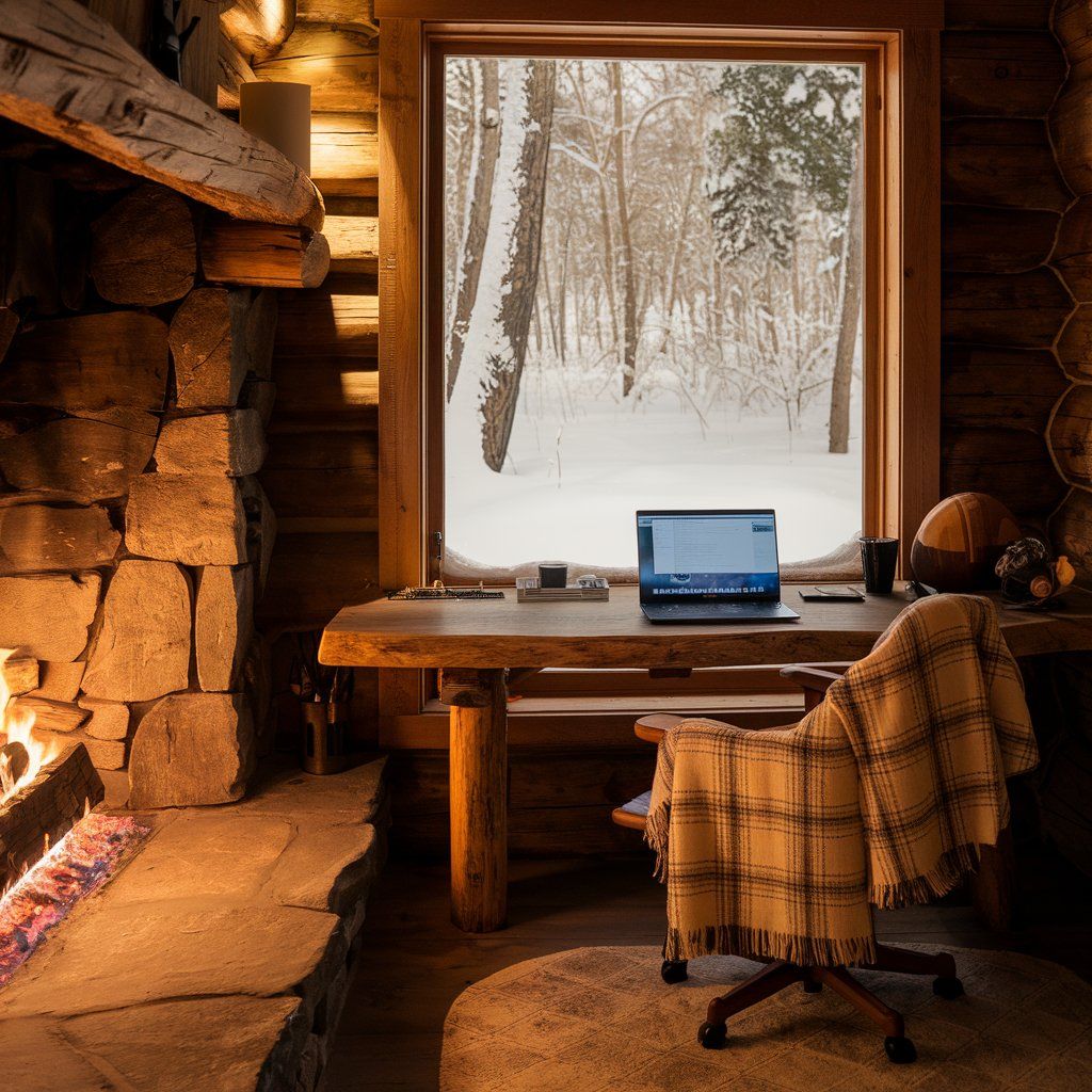 Wooden Cabin Workplace