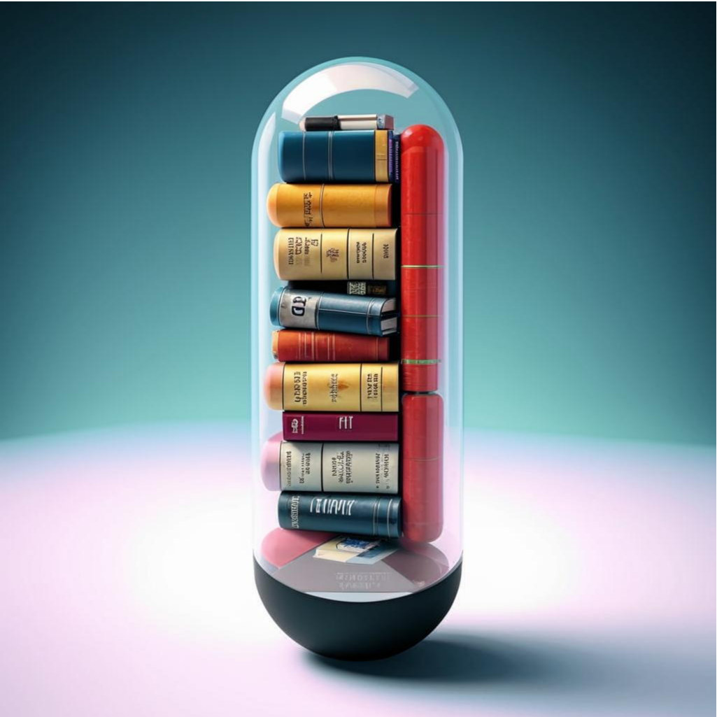 Pill with books