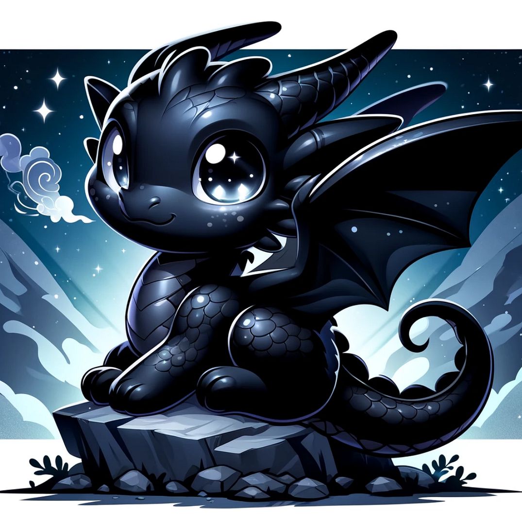 Midnight Majesty: The Playful Black Dragon