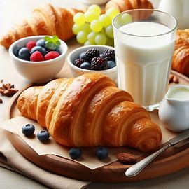 Croissant with fresh milk