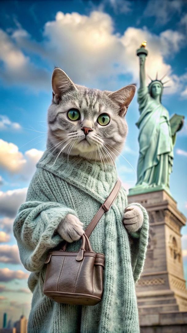 Fluffy traveler in New York