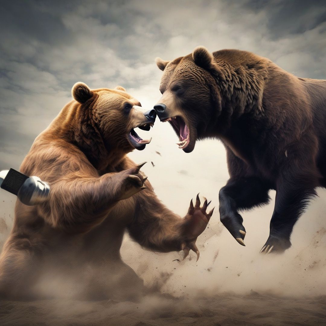 Bear and bull fight