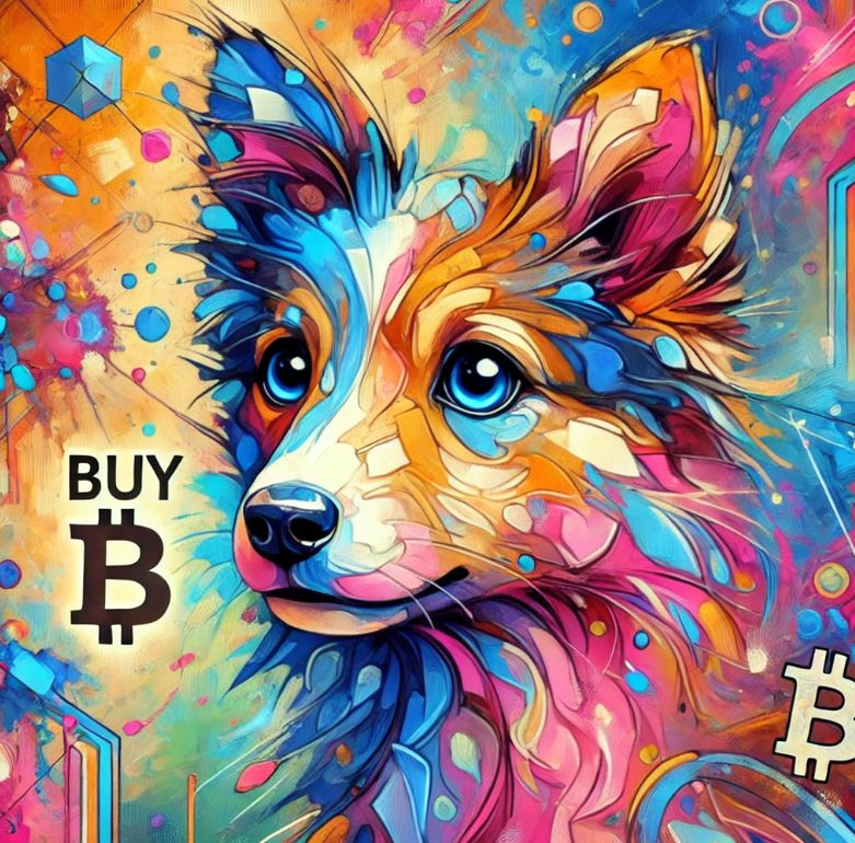 Vibrant Dog Advocating for Bitcoin