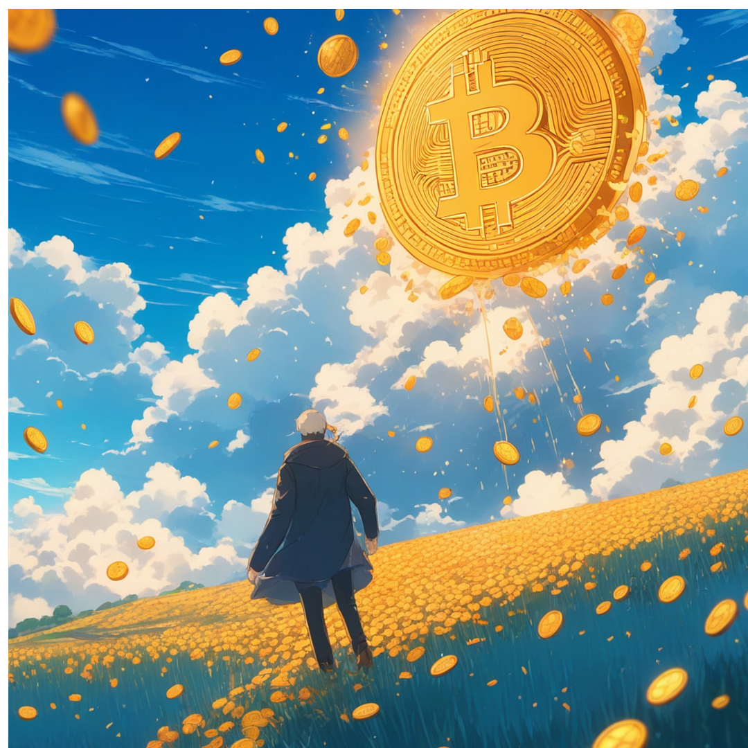 Bitcoin rains down from the blue sky~.