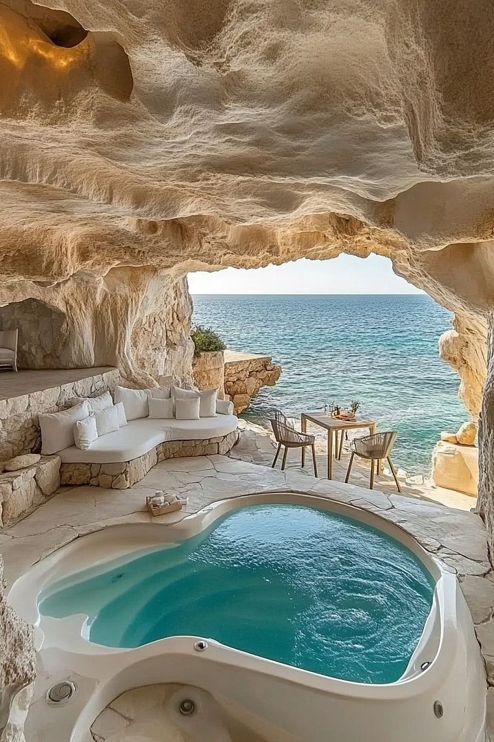 A luxurious cave home on the beach