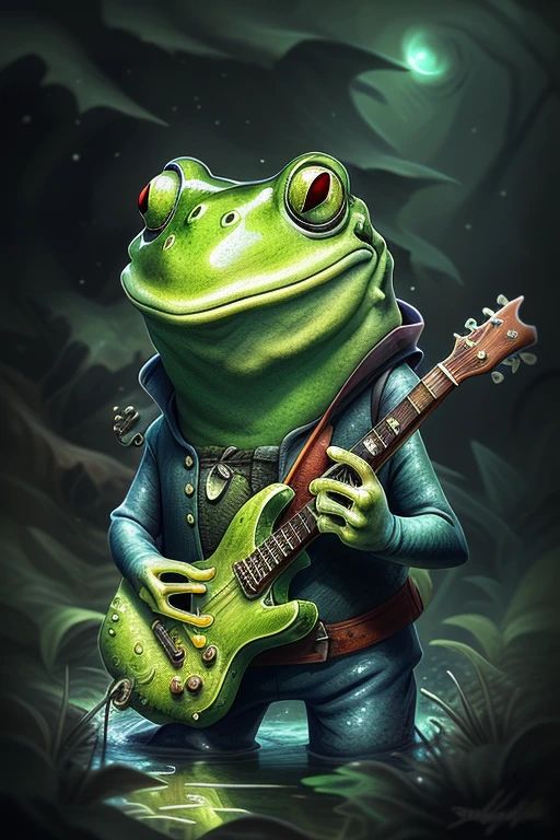 a guitar-playing frog