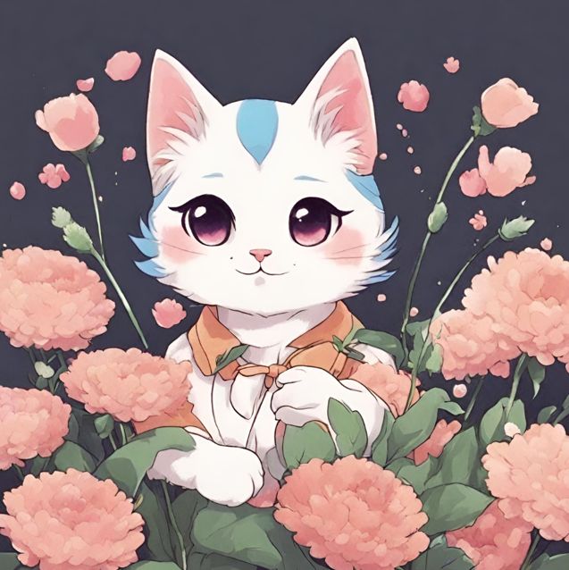 cat with flowers #2