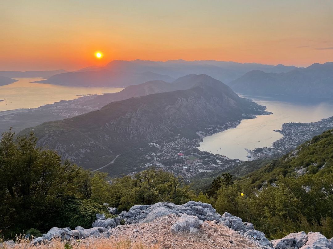 Sunset over Kotor bay