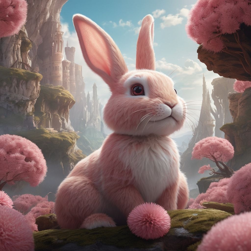 pink rabbit in fantasy world