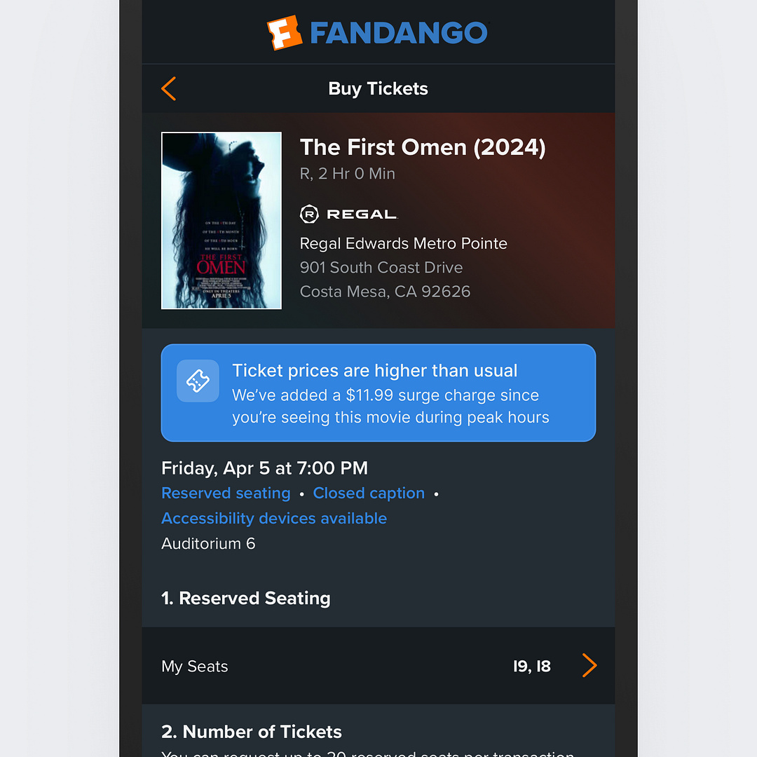 Surge pricing for movie theaters