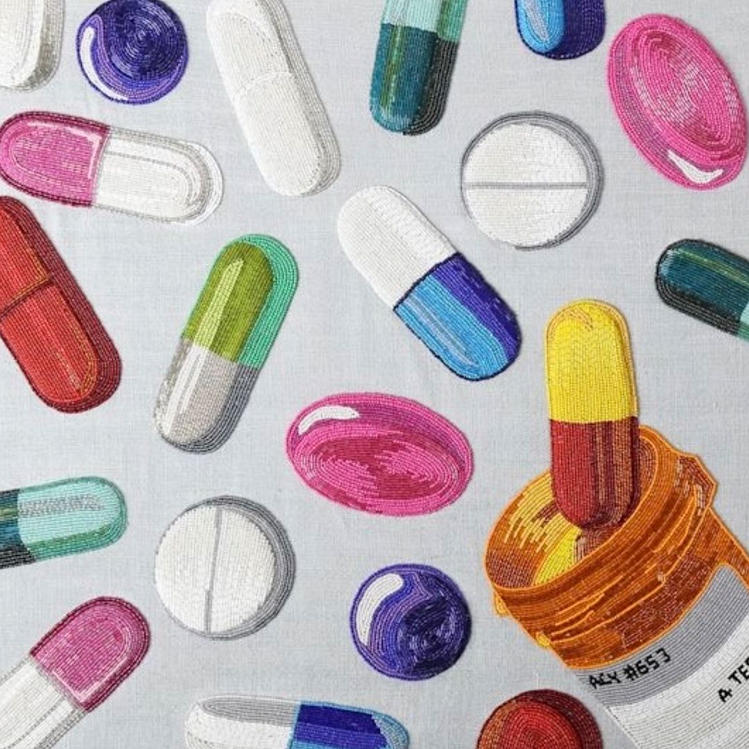 Happy Pills Beaded Wall Art