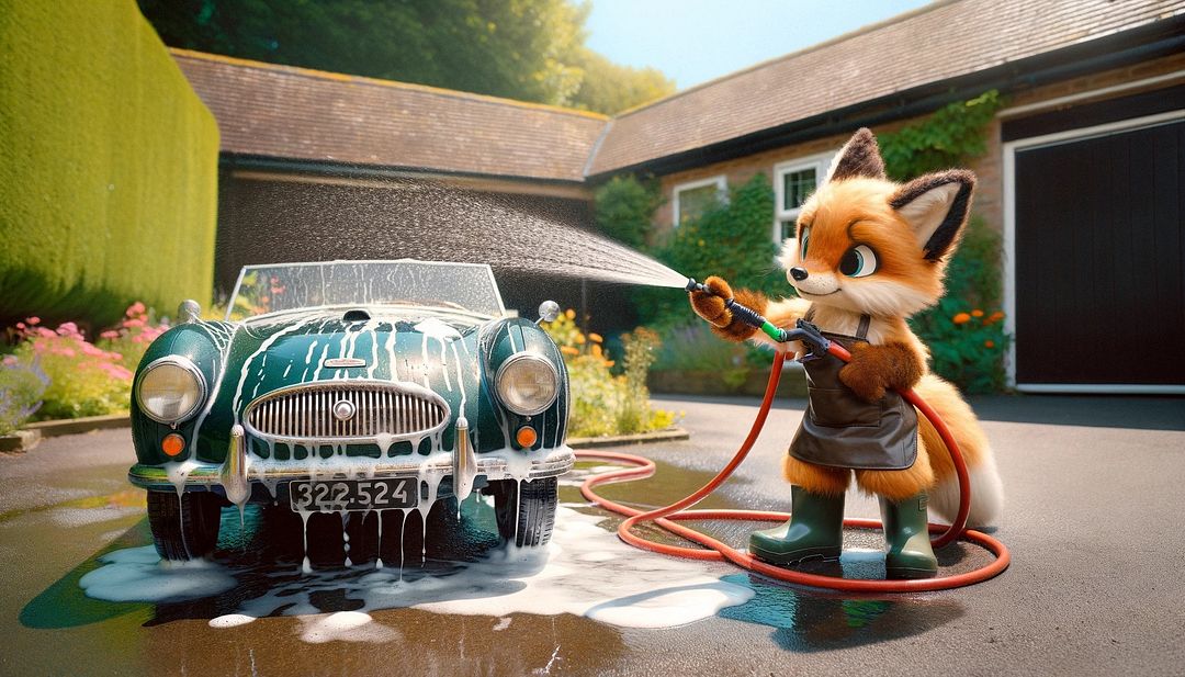 fox is washing car