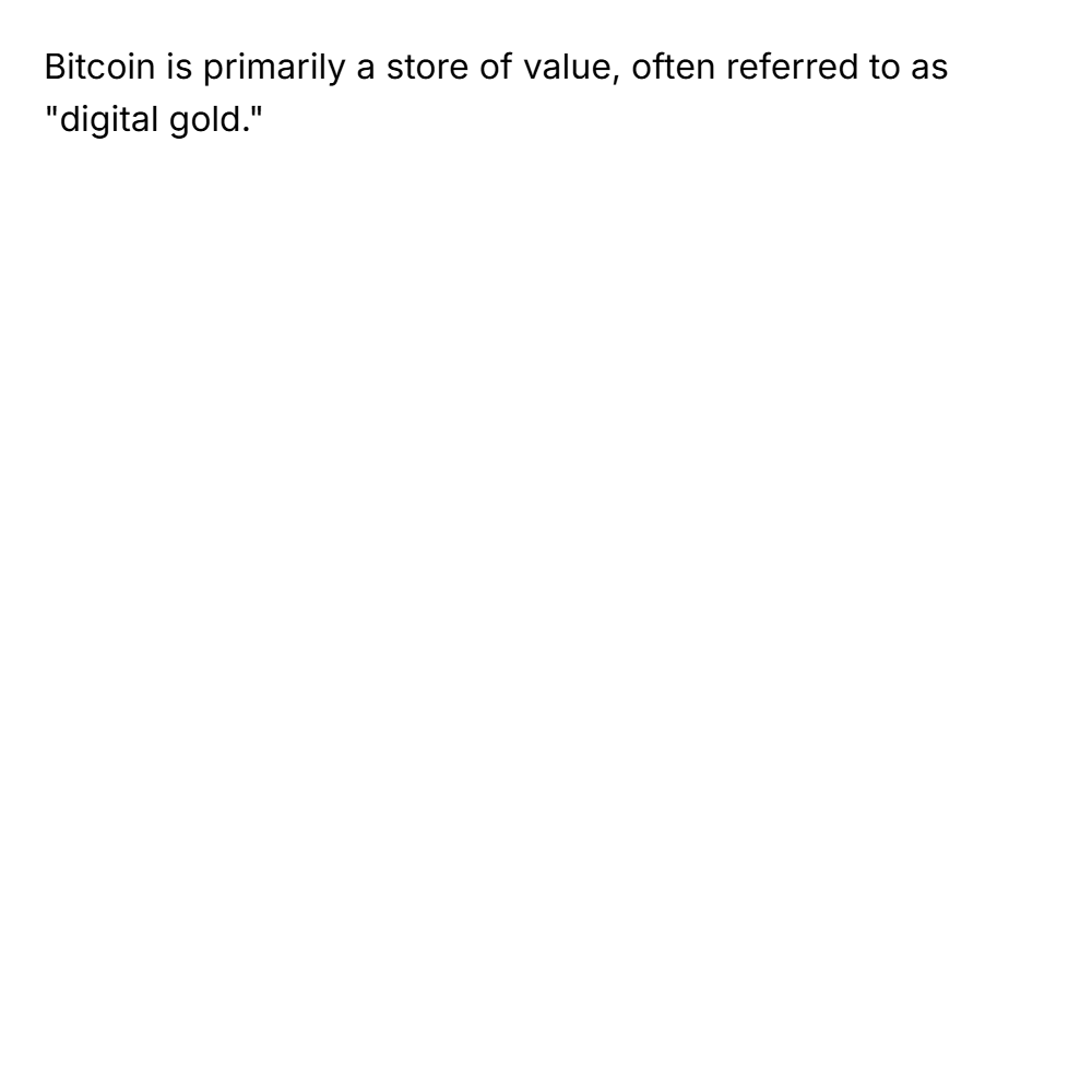 Bitcoin is primarily a store of value, often re...