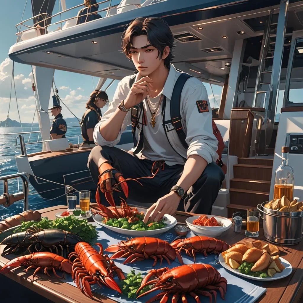 Arestovich on a yacht with lobsters