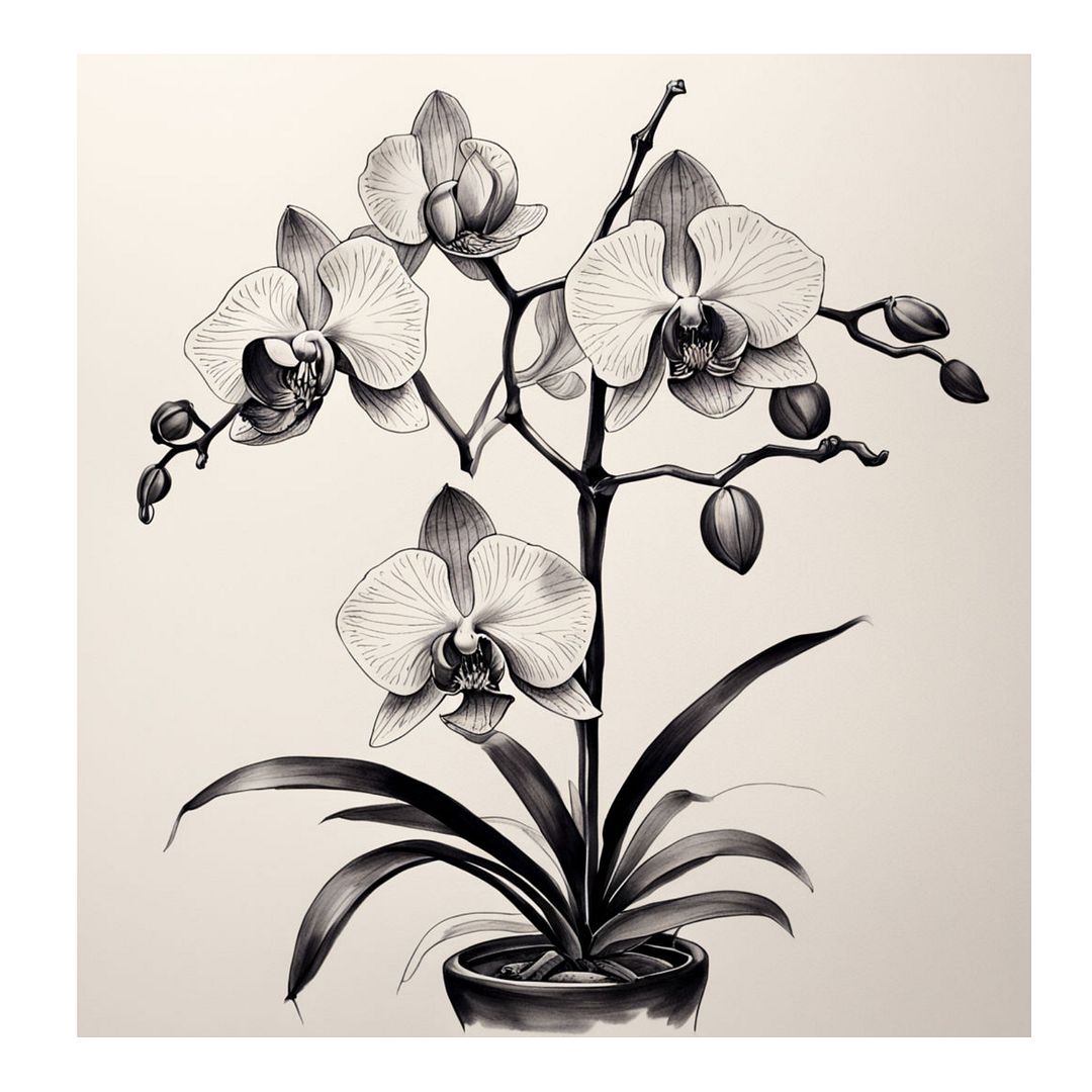 Phalaenopsis orchid(Ink painting)