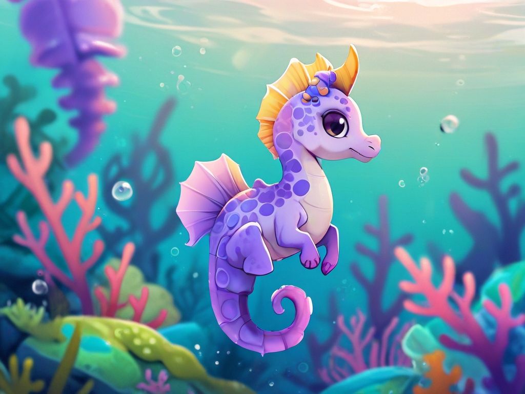 Purple cute sea horse