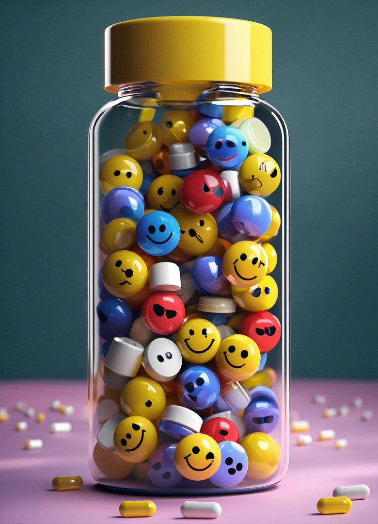 tiny pill capsules with smiley faces on them