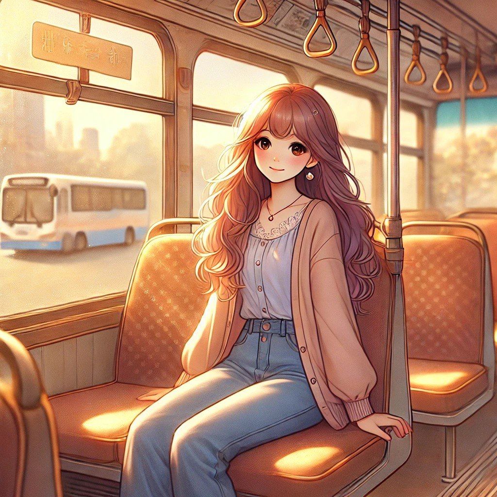 lovely girl on the bus