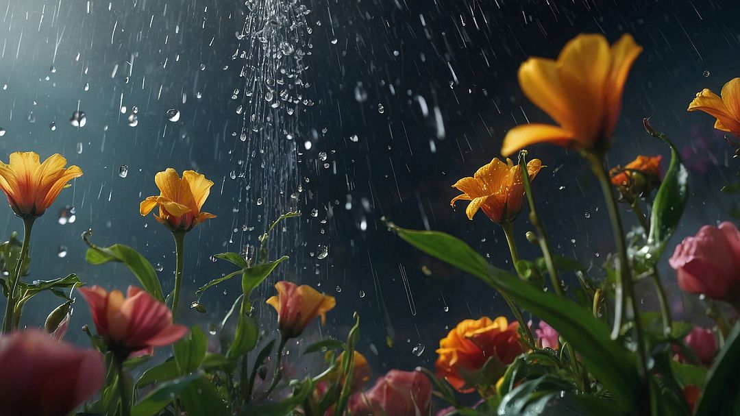 Flowers in the rain