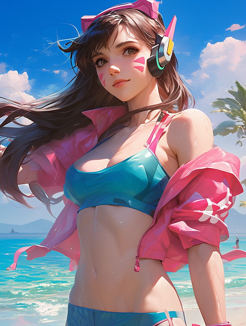 D.va on vacation (Overwatch)