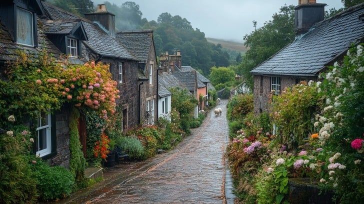 A quaint street in the village