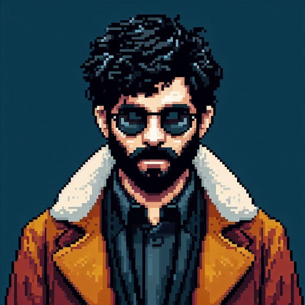 pixel art of the character named Berlin from the movie Money Heist (3)