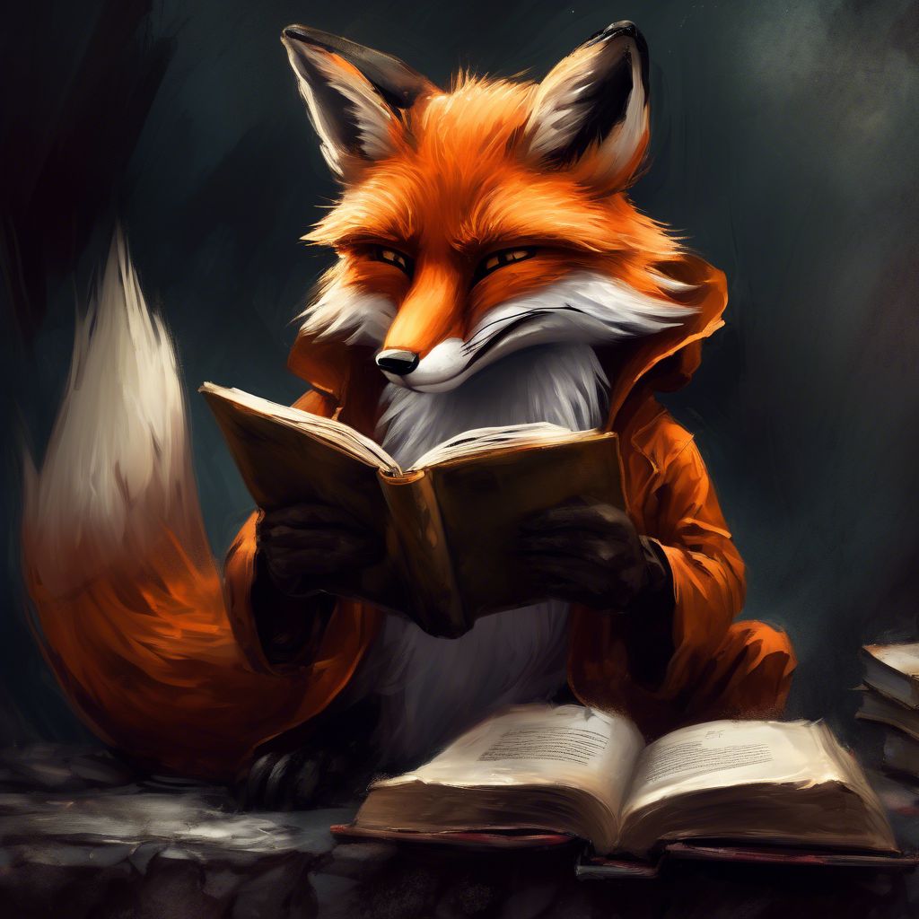 Fox reading a book