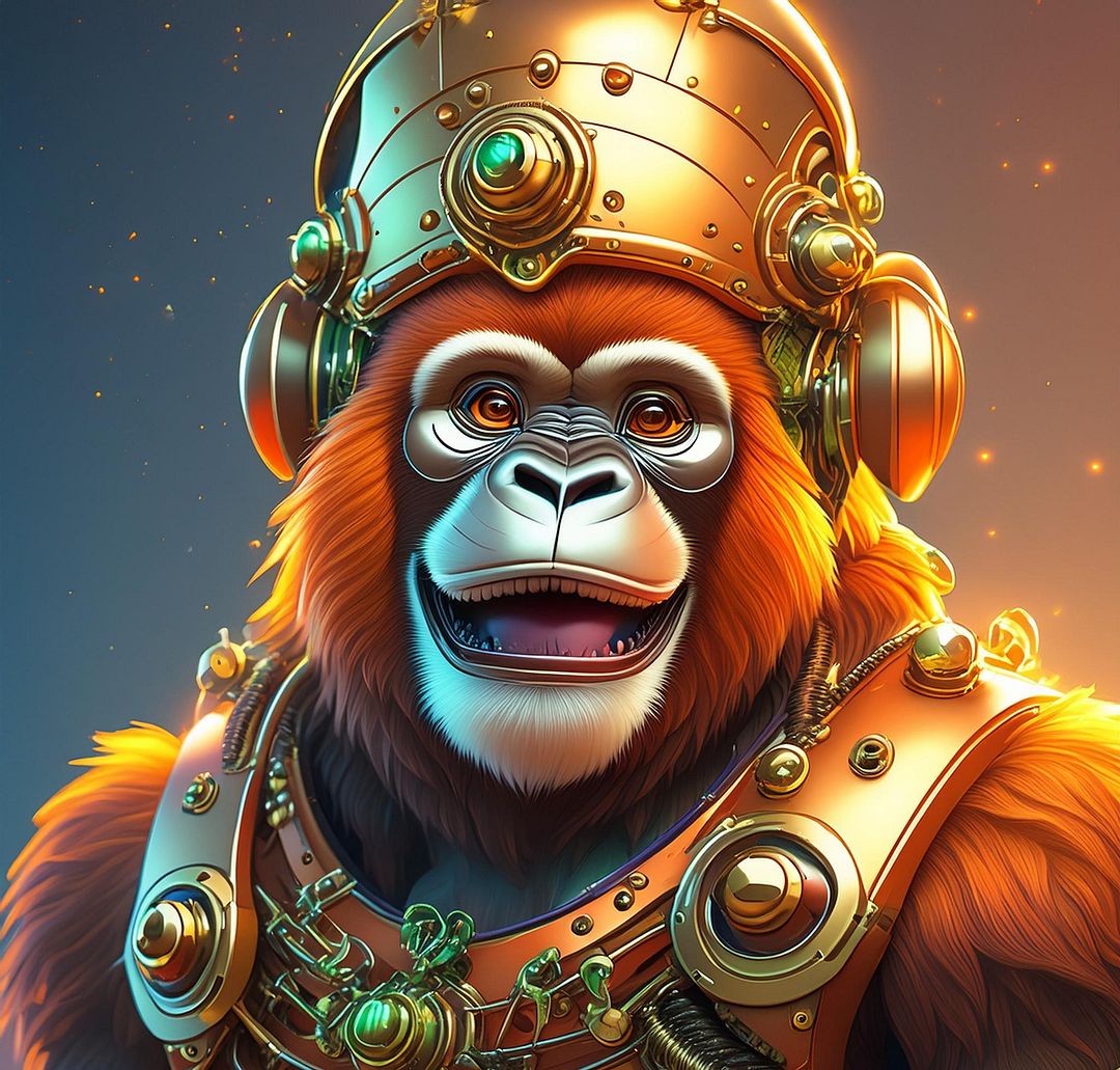 steampunk mandarin Gorilla happy