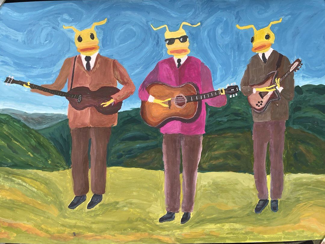 The Beatles Trio - Yesterday... Men in Black Cartoon Tribute (My daughter's Painting)