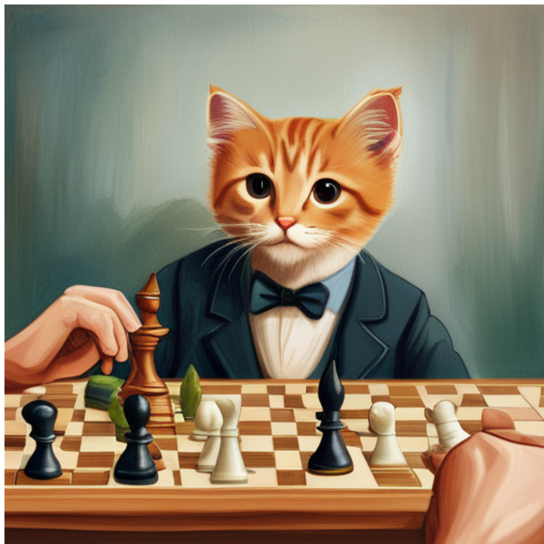 Cat play chess