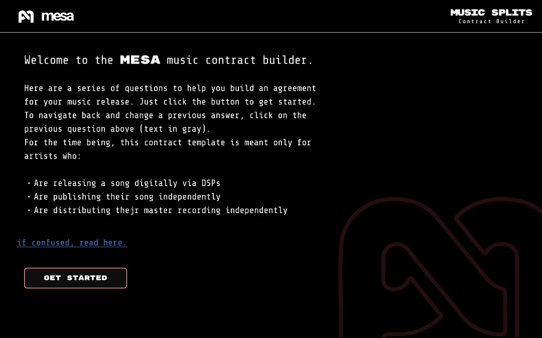 Music Splits Contract Builder UX Design