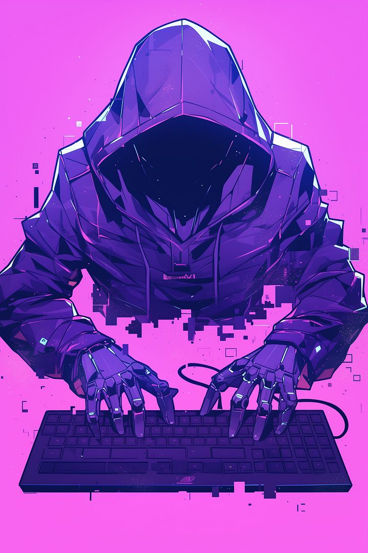 Pixel Cyber Purple Hacker