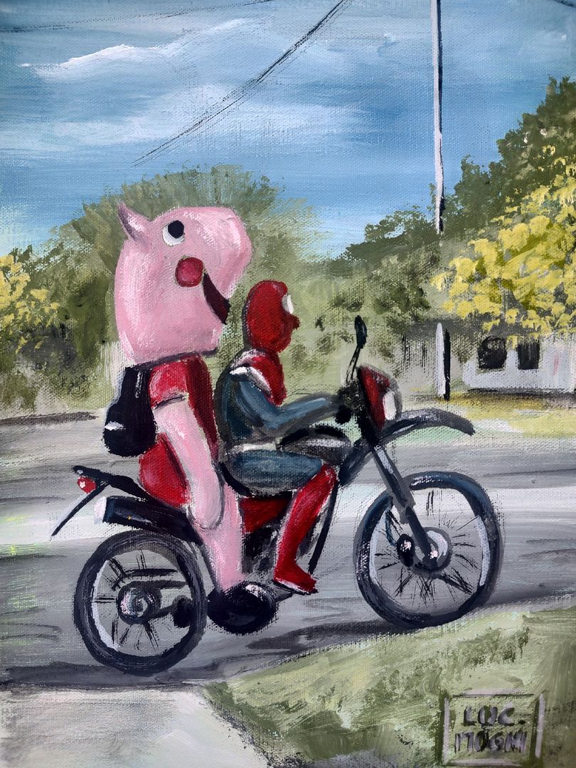 Peppa Pig and Spiderman on a motorcycle🔥🖌️