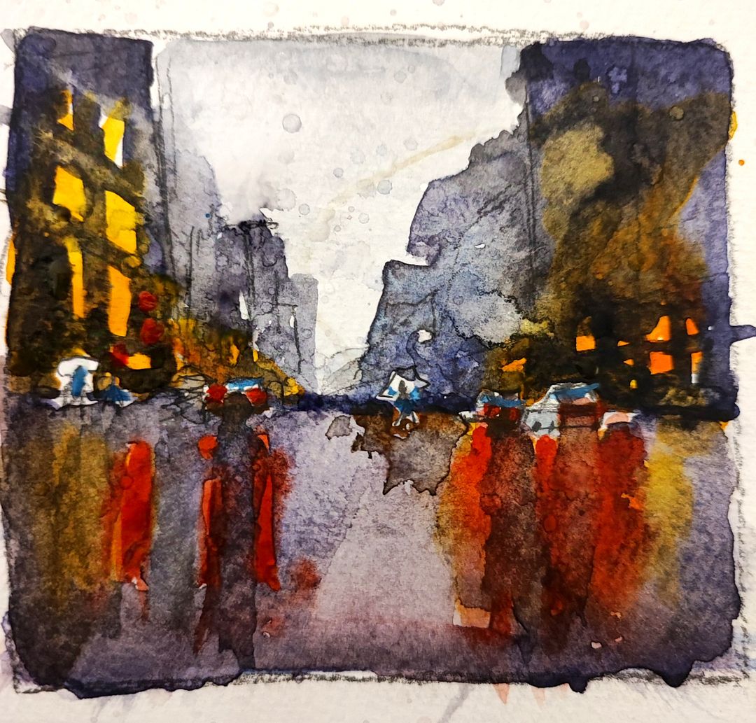 Rainy night - watercolor version