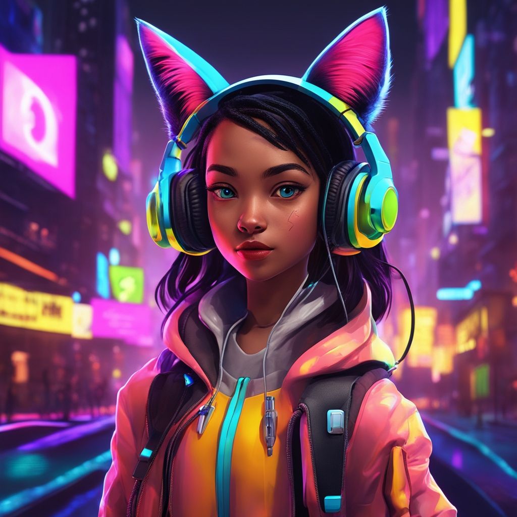 Neon Kitty Girl