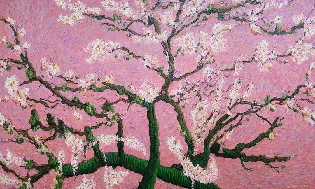 Hommage: Cherry blossom in Van Gogh style.