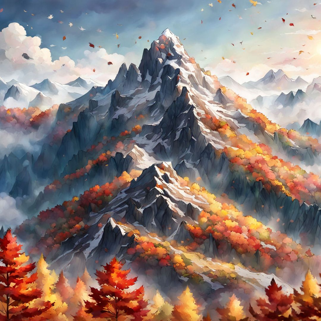 mountain with autumn