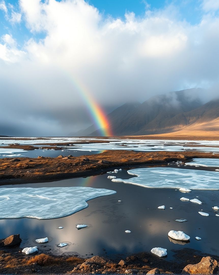 rainbow over lake