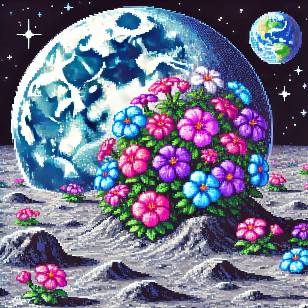 flowers growing on the surface of the moon