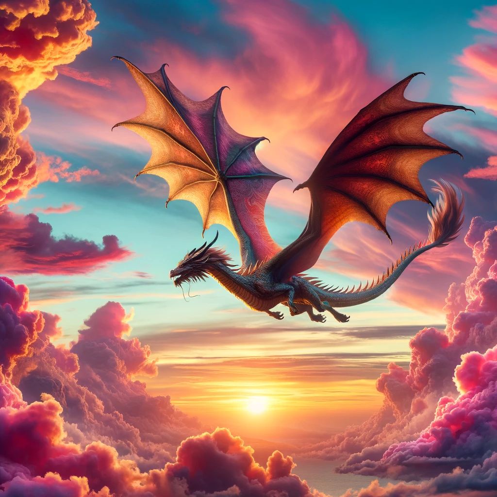 Dragon in the pink sky