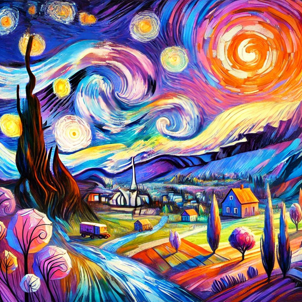 Sunset Serenity: A Van Gogh Inspired Dreamscape