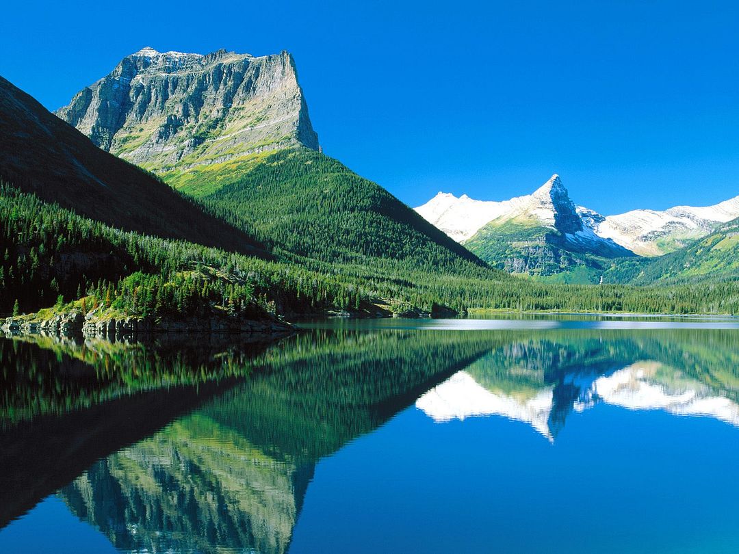 Mountains Mirrored, St. Mary Lake, Glacier National Park, Montana